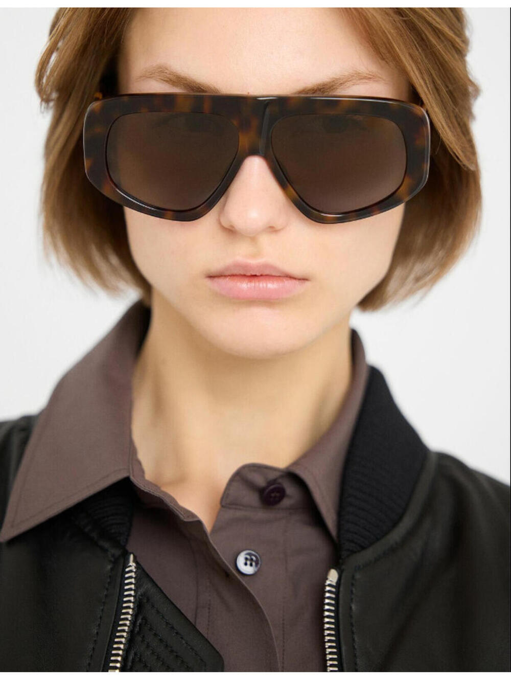 THE ATTICO x LINDA FARROW Milano Sunglasses T-shell, Yellow Gold, & Brown